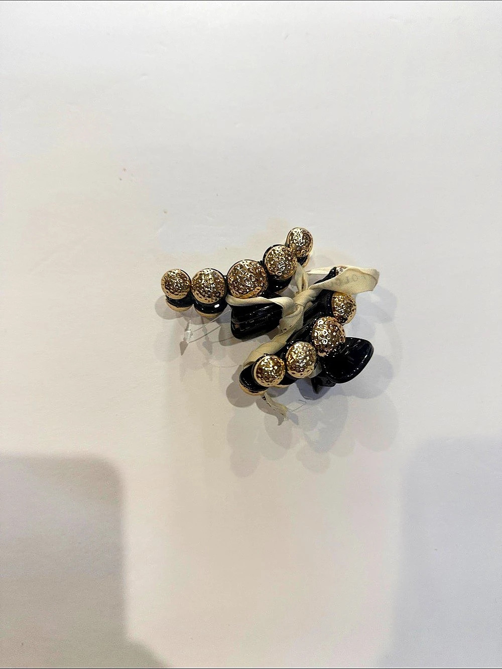 Anthropologie Black & Gold Hair Clips NWT
